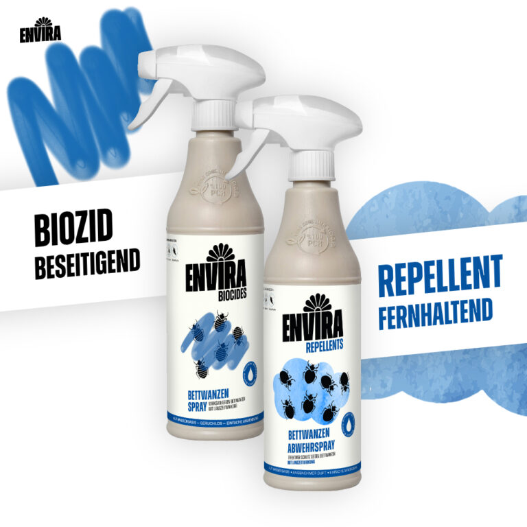 Banner mit Envira Bettwanzen Abwehrspray und Biozid